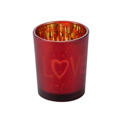 Cosy @ Home Bougeoir Love Gold Rouge D5,5xh7cm Verre  