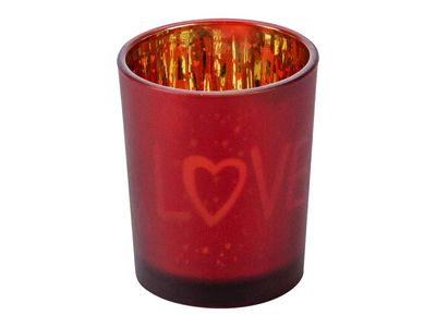 Bougeoir Love Gold Rouge D5,5xh7cm Verre 