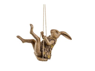Paashaas On Swing Greige 32x14xh21,5cm P Olyresin
