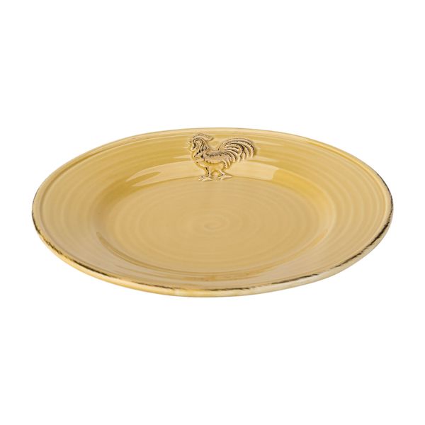 Cosy @ Home Bord Rooster Foodsafe Oker 22x22cm Rond Aardewerk