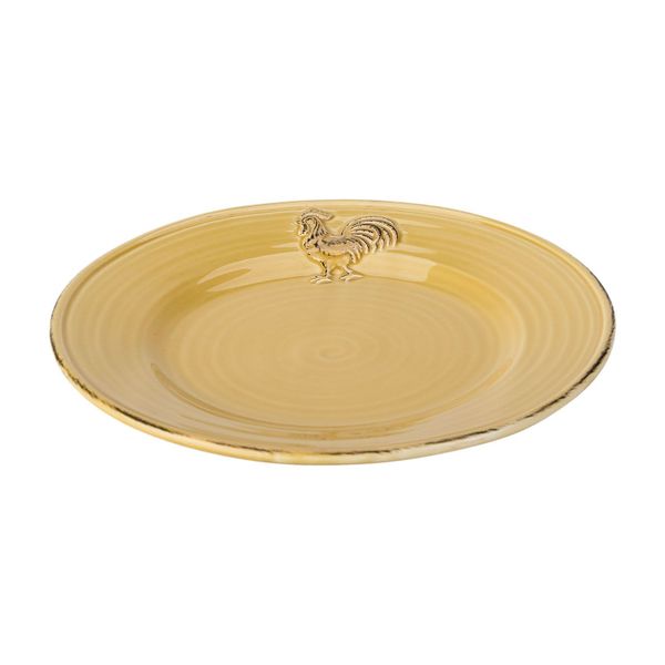 Cosy @ Home Bord Rooster Foodsafe Oker 22x22cm Rond Aardewerk