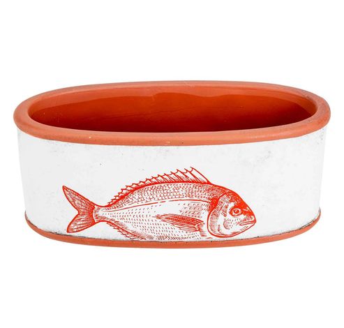 SCHAAL FISH  ROOD 20X9XH8CM OVAAL AARDEW  Cosy @ Home