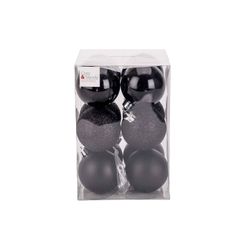 Cosy @ Home Boule Noel Set12 Mix Noir D6cm Plastic  