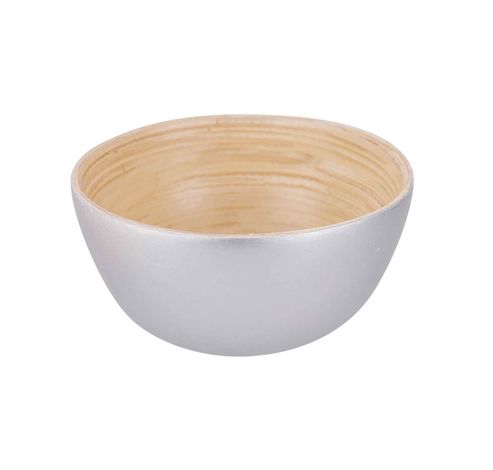 Bowl Zilver 10x10xh5cm Rond Bamboe   Cosy @ Home