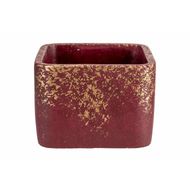 Gold Bloempot Mettalic Border Aubergine 14,5x14,5xh11,5cm Vierkant Cement 