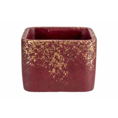 Gold Bloempot Mettalic Border Aubergine 14,5x14,5xh11,5cm Vierkant Cement  Cosy @ Home