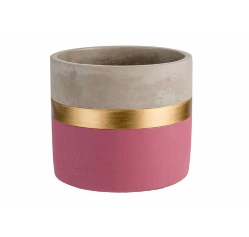 Gold Bloempot Mettalic Line Oud Roze 13, 8x13,8xh11,5cm Cilindrisch Cement  Cosy @ Home