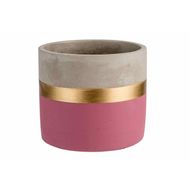 Gold Bloempot Mettalic Line Oud Roze 13, 8x13,8xh11,5cm Cilindrisch Cement 