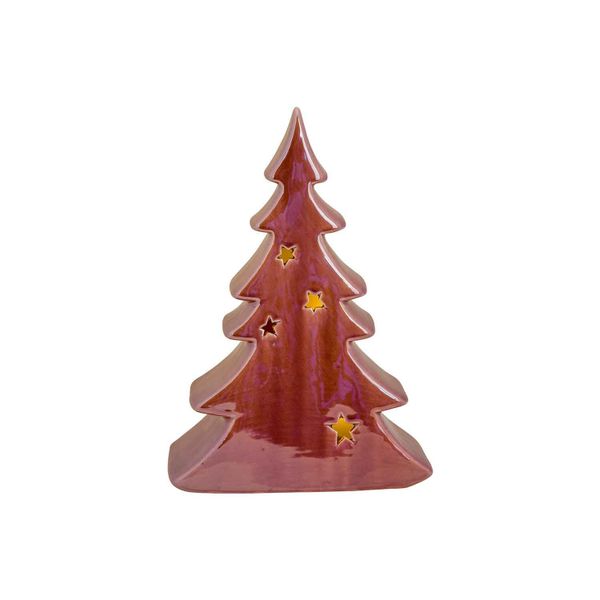 Kerstboom With Stars  Incl 2 Button Bat Donkerrood 16,6x7,7xh24cm Ker 2xlr44 