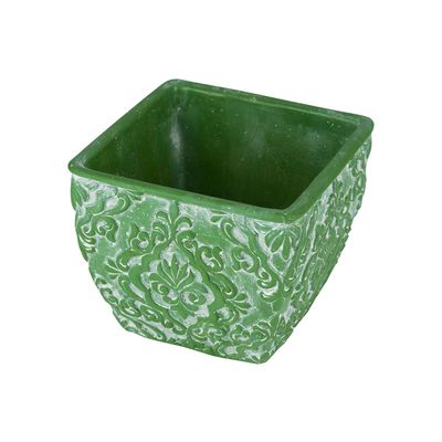 Bloempot 3d Print Groen 13x13xh11cm Vier Kant Cement  Cosy @ Home