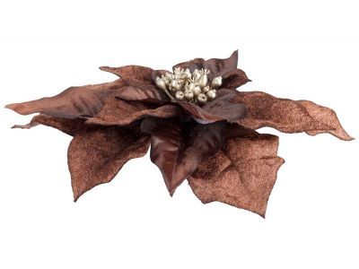 Clip Poinsettia Bruin 18x18xh4cm Kunstst Of