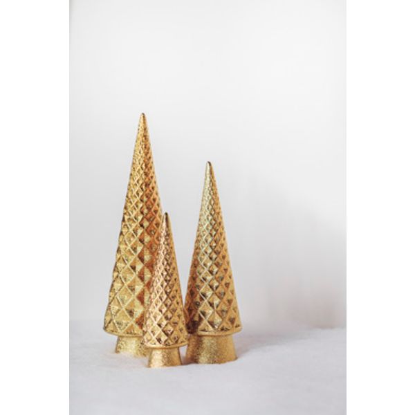 Kerstboom Diamond Pattern Matt Goud 9x9x H28,5cm Rond Keramiek 