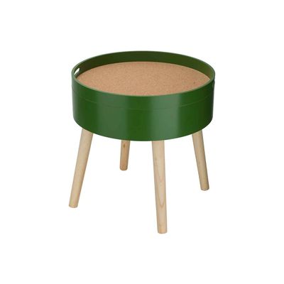 Bijzettafel Cork Groen 45x45xh45cm Rond Hout  Cosy @ Home