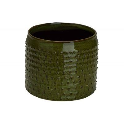 Bloempot Glazed Embossed Dots Groen 13,5 X13,5xh12,5cm Cilindrisch Aardewerk  Cosy @ Home