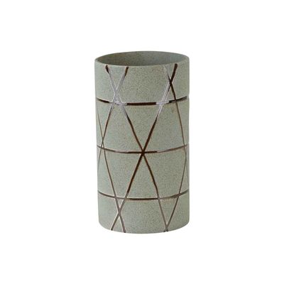 Vase Tube Bronze Lines Gris 12x12xh22cm Rond Conique Gres  Cosy @ Home