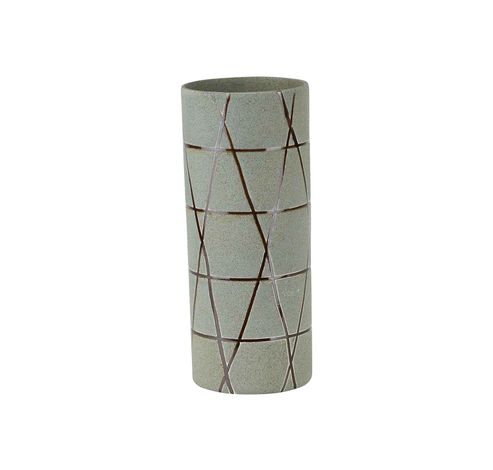 Vaas Tube Bronze Lines Grijs 12x12xh30cm  Rond Conisch Aardewerk  Cosy @ Home