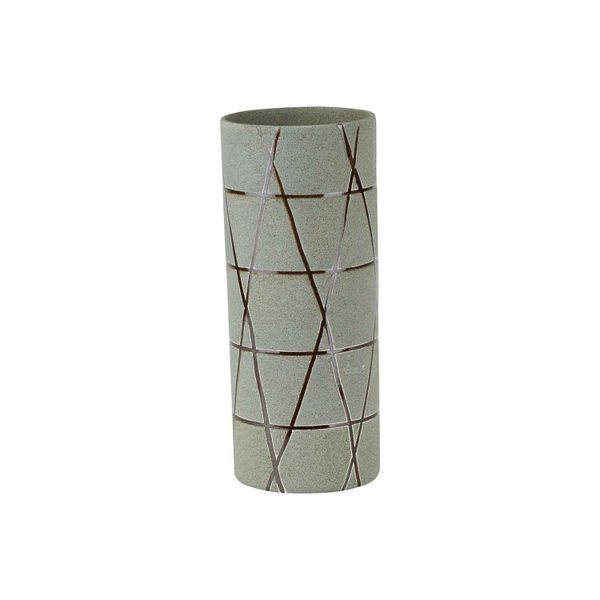 Vaas Tube Bronze Lines Grijs 12x12xh30cm  Rond Conisch Aardewerk 