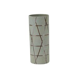 Cosy @ Home Vaas Tube Bronze Lines Grijs 12x12xh30cm  Rond Conisch Aardewerk 