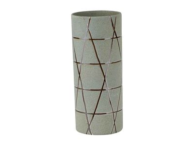 Vaas Tube Bronze Lines Grijs 12x12xh30cm  Rond Conisch Aardewerk