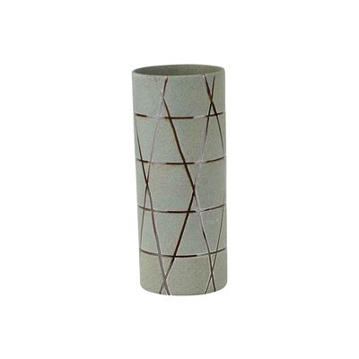 Vase Tube Bronze Lines Gris 12x12xh30cm Rond Conique Gres  Cosy @ Home