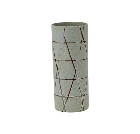 Vase Tube Bronze Lines Gris 12x12xh30cm Rond Conique Gres  Cosy @ Home