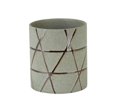 Bloempot Tube Bronze Lines Grijs Rond Co Nisch Aardewerk D12xh13cm  Cosy @ Home