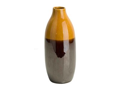 Vaas Bottom Brown 2 Color Glazing Oker 1 0x10xh25cm Rond Aardewerk
