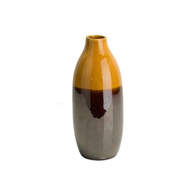 Vase Bottom Brown 2 Color Glazing Ocre 1 0x10xh25cm Rond Gres  Cosy @ Home