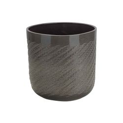 Cosy @ Home Bloempot Curved Glazed Taupe 13x13xh13,5 Cm Rond Conisch Aardewerk 