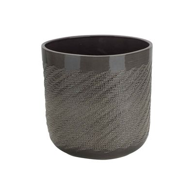 Bloempot Curved Glazed Taupe 13x13xh13,5 Cm Rond Conisch Aardewerk  Cosy @ Home