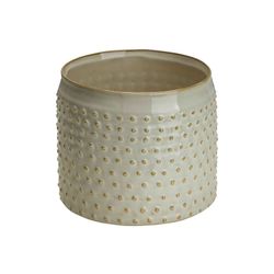 Cosy @ Home Bloempot Glazed Embossed Dots Creme 13,5 X13,5xh12,5cm Cilindrisch Aardewerk 