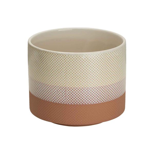 Bloempot Mix Striped Cream Oud Roze 14x1 4xh12cm Rond Aardewerk 