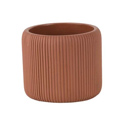 Bloempot Vertical Lines Caramel 15x15xh1 3cm Rond Aardewerk  Cosy @ Home