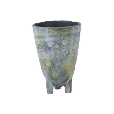 Vase On Feet Trevi Gris-vert 16x16xh25cm  Rond Gres  Cosy @ Home