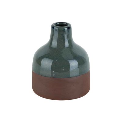 Vase Soliflor Rusty - Glazed Border Gris  9x9xh10cm Rond Gres  Cosy @ Home