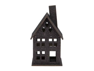Huis Glitter Zwart 13x13xh25cm Hout 