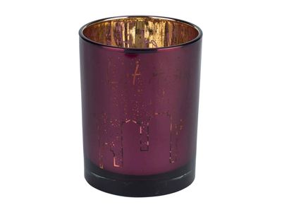 Theelichthouder Let It Snow Aubergine D1 0xh12,5cm Glas
