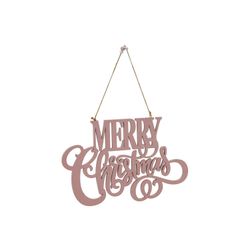 Hanger Merry Christmass  Lichtroze 34,5x 22,5xh,6cm Hout 