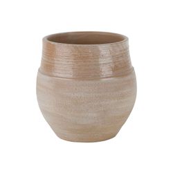 Cosy @ Home Bloempot Cara Top Glazed Beige 19x19xh19 Cm Rond Aardewerk 