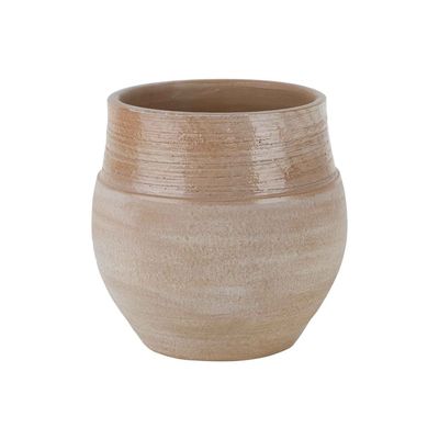 Bloempot Cara Top Glazed Beige 19x19xh19 Cm Rond Aardewerk  Cosy @ Home