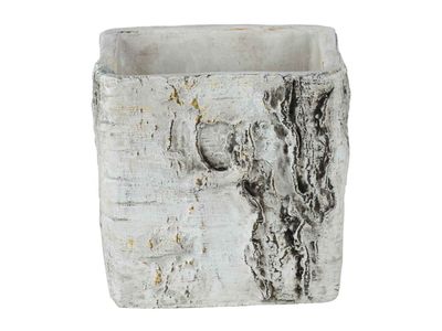 Bloempot Schors Look Ecorce-bark Greige 12x12xh12cm Vierkant Ceramic