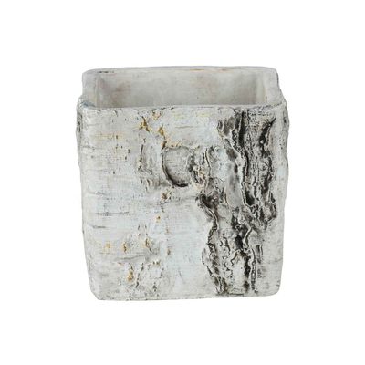 Bloempot Schors Look Ecorce-bark Greige 12x12xh12cm Vierkant Ceramic  Cosy @ Home