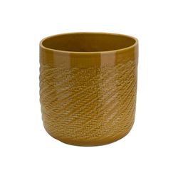 Cosy @ Home Bloempot Curved Glazed Oker 24x24xh25cm Rond Conisch Aardewerk 