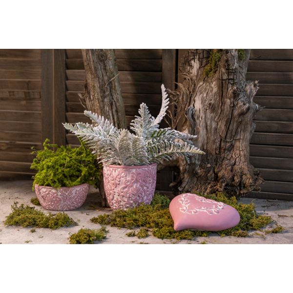 Cosy @ Home Ornament Decorated Oud Roze 17,5x16xh5,5 Cm Hart Cement