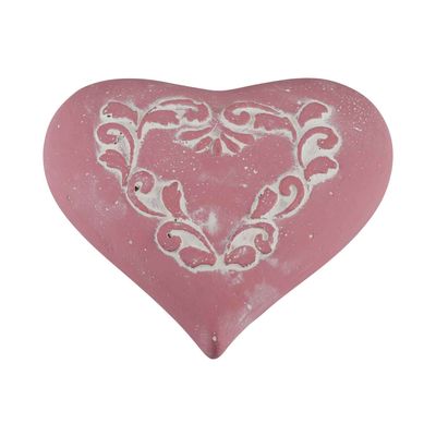 Ornament Decorated Oud Roze 17,5x16xh5,5 Cm Hart Cement 