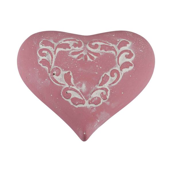 Cosy @ Home Ornament Decorated Oud Roze 17,5x16xh5,5 Cm Hart Cement