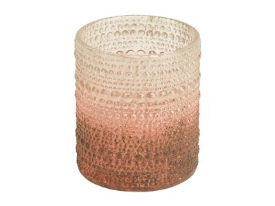 Bougeoir Bubbles Vieux Rose 8,5x8,5xh10c M Rond Verre