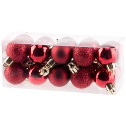 Kerstbal Set20 Mix Donkerrood D3cm Kunst Stof 