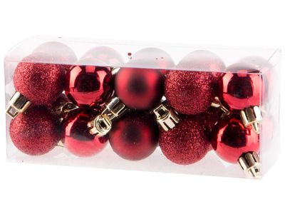 Boule Noel Set20 Mix Rouge Fonce D3cm Pl Astic