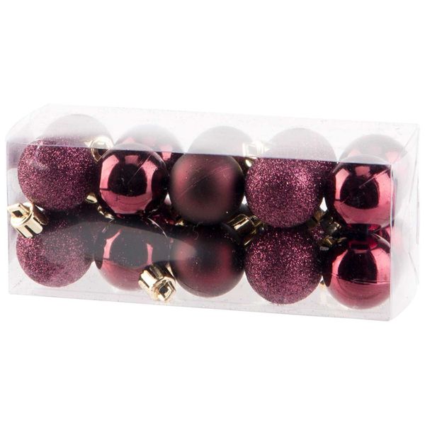 Kerstbal Set20 Mix Bordeaux D3cm Kunsts Tof 